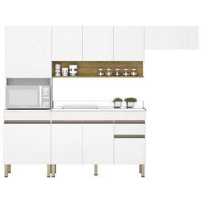 Armário De Cozinha 5 Peças Balcão Com Pia 120cm Lina10 K02 Supremo/freijó - Mpozenato