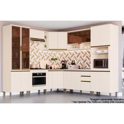 Cozinha 13 Peças (4 Armários + 2 Paneleiros + 4 Balcões + 3 Complementos) C6p15 Off White
