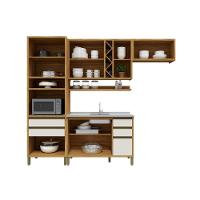 Cozinha Completa 5 Peças Tempranillo 2 Aéreos 1 Balcão 1 Torre Quente 1 Complemento C5p79 Amendoa Off White Ronipa - 2