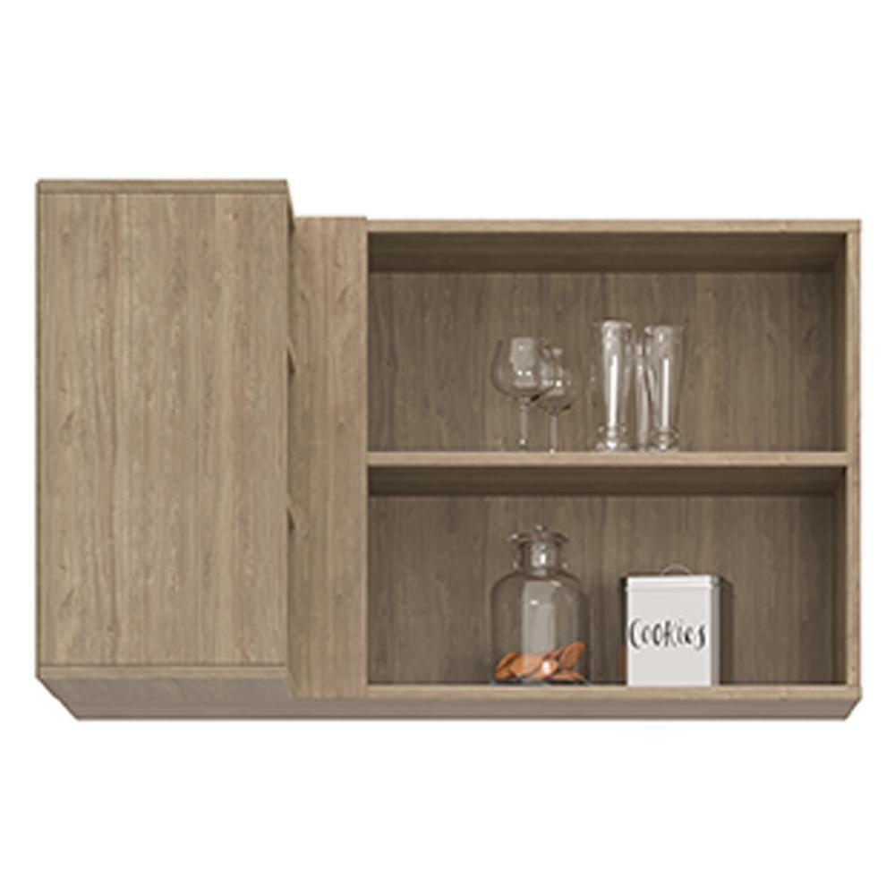 Armário Aéreo De Canto Reto Com Nicho Adega Austin Castanho-cinza - Lumil - 4