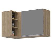 Armário Aéreo De Canto Reto Com Nicho Adega Austin Castanho-cinza - Lumil - 1
