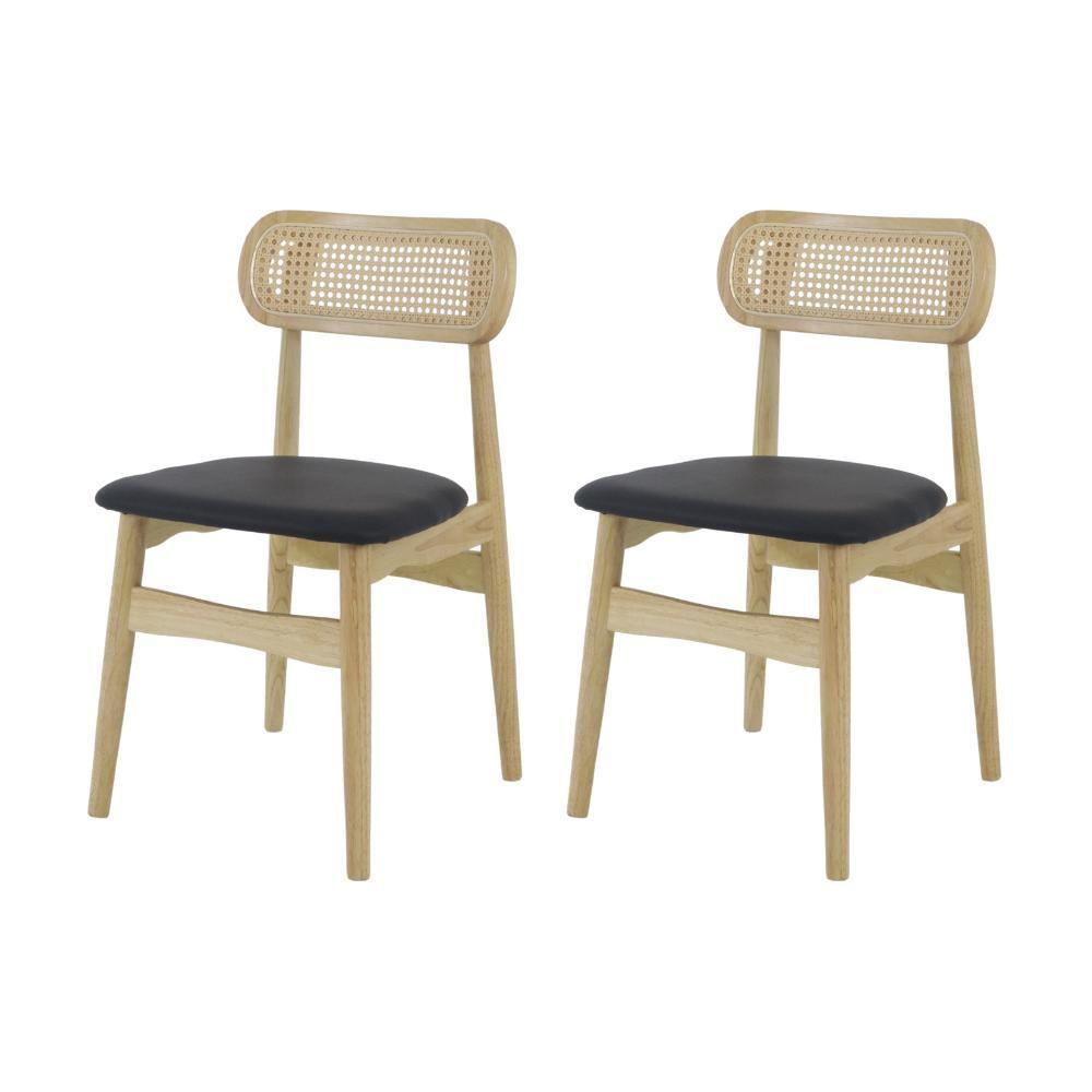 Kit 2 Cadeiras Para Mesa Sala De Jantar Rainer Madeira Pretas Preto - 1