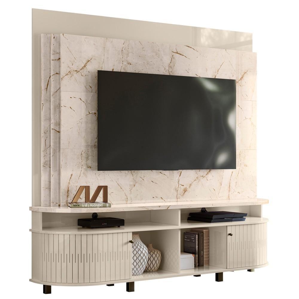 Estante Painel De Tv 65 Pol 183cm Ramona M01 Calacata-off White - Mpozenato - 1