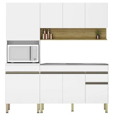 Armário De Cozinha 4 Peças Balcão 120cm Com Pia Lina09 K02 Supremo-freijó - Mpozenato