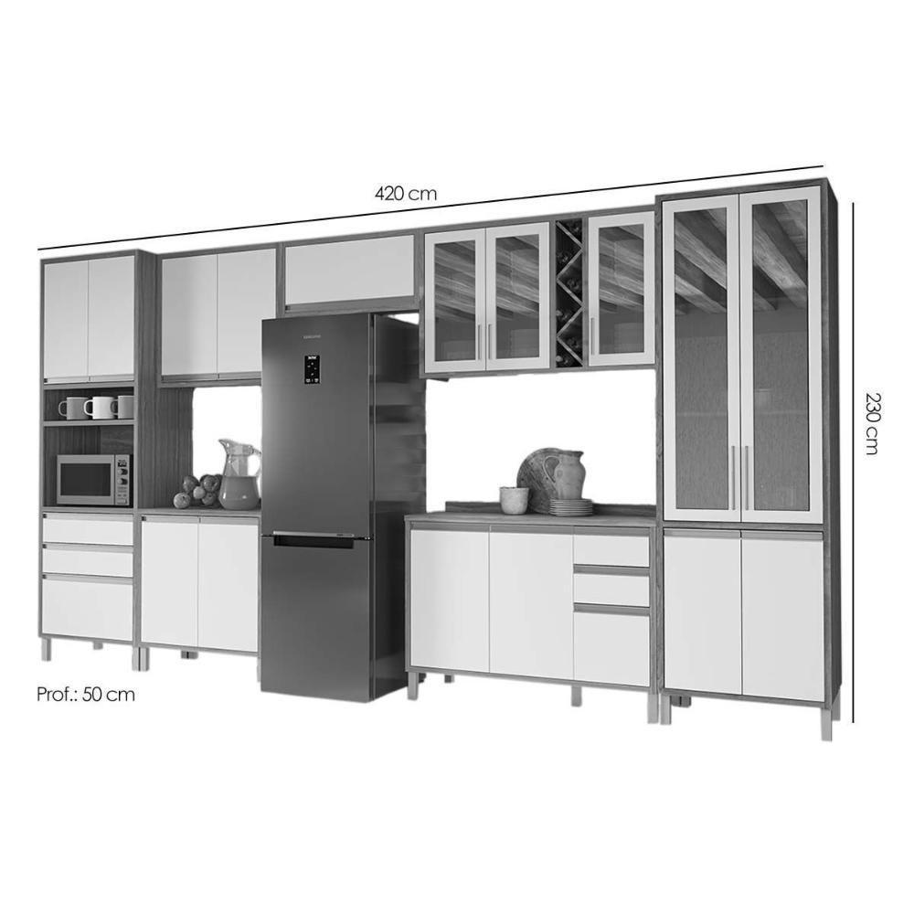 Kit Cozinha Modulada 7 Peças Tempranillo 3 Aéreos + 2 Balcões + 1 Paneleiro + 1 Torre Quente C7p84 Amendoa Off White Ronipa - 3