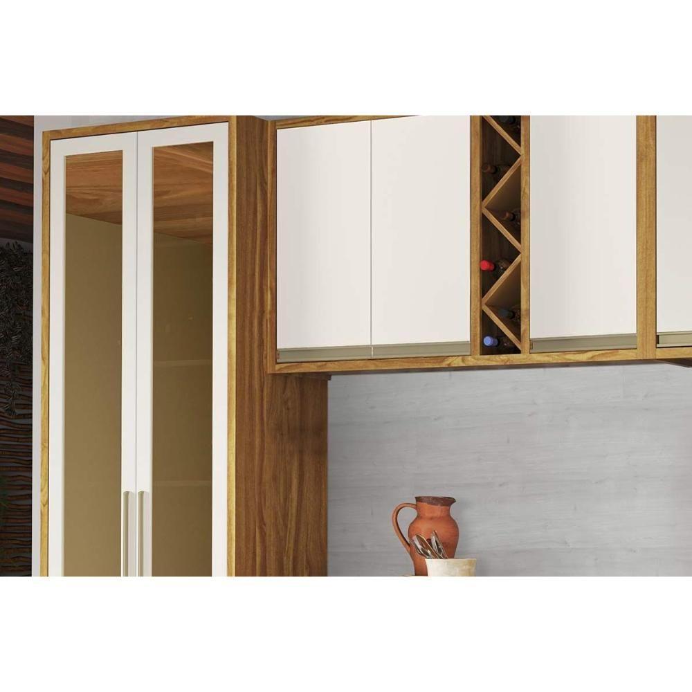 Kit Cozinha Modulada 7 Peças Tempranillo 3 Aéreos + 2 Balcões + 1 Paneleiro + 1 Torre Quente C7p84 Amendoa Off White Ronipa - 6