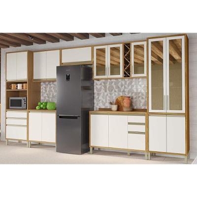 Kit Cozinha Modulada 7 Peças Tempranillo 3 Aéreos + 2 Balcões + 1 Paneleiro + 1 Torre Quente C7p84 Amendoa Off White Ronipa