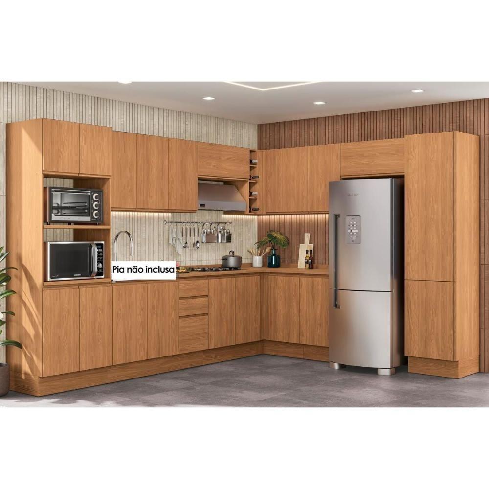 Cozinha Completa 14 Peças Ciela 1 5 Aéreos 4 Balcões 2 Paneleiros 3 Complementos C14p80 Canela - 8