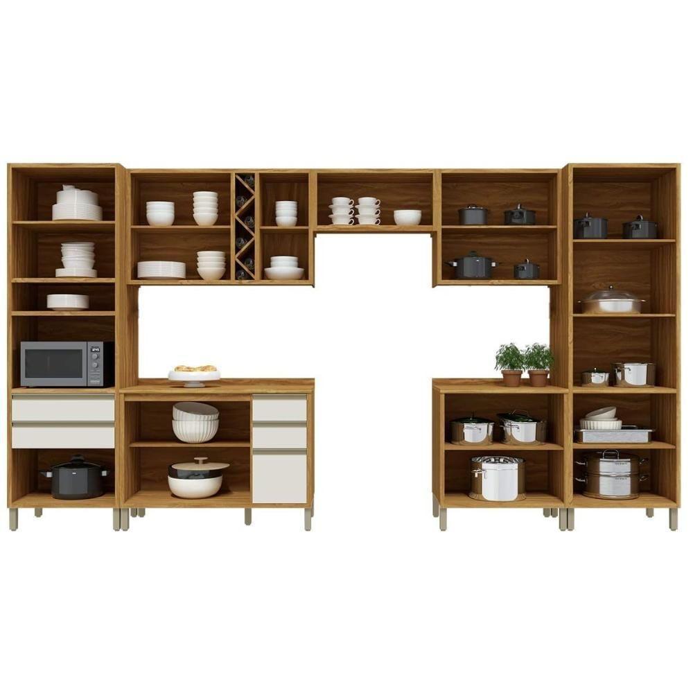 Cozinha Completa Tempranillo 7 Peças (3aéreos+2balcões+1paneleiro+1torrequente) C7p84 Amendoa-off White - Ronipa - 4