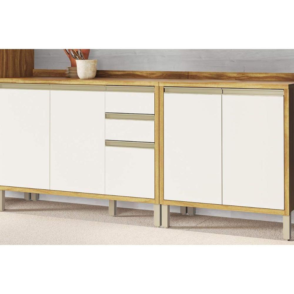 Cozinha Completa Tempranillo 7 Peças (3aéreos+2balcões+1paneleiro+1torrequente) C7p84 Amendoa-off White - Ronipa - 6