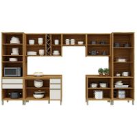 Cozinha Completa Tempranillo 7 Peças (3aéreos+2balcões+1paneleiro+1torrequente) C7p84 Amendoa-off White - Ronipa