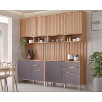 Cozinha Modulada Completa Divina 6 Peças 2 Aéreos + 2 Balcões + 2 Complementos Cz005 Freijó Titanium - 1