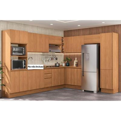 Cozinha Completa Ciela 14 Peças C14P80 4 Portas 3 Gavetas 120cm Marrom