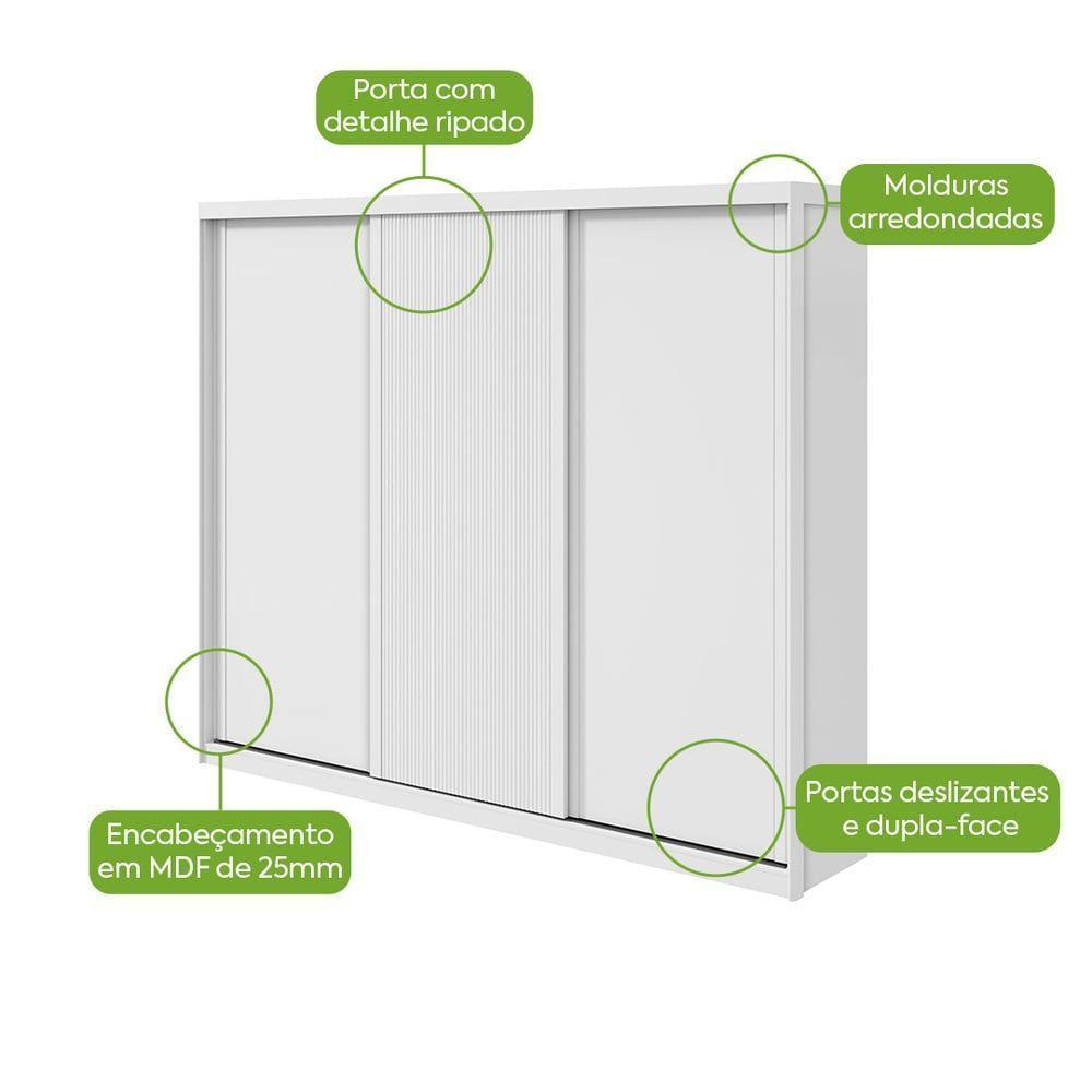 Guarda-roupas Ollie 276cm 3 Portas 6 Gavetas 6 Prateleiras Sem Espelho Com Pés 2gav3 - Lopas Branco - 3