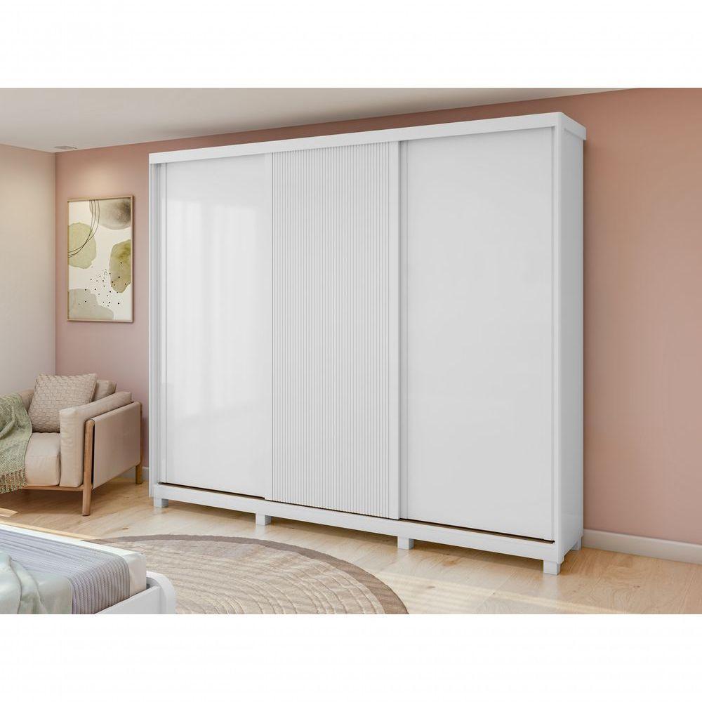 Guarda-roupas Ollie 276cm 3 Portas 6 Gavetas 6 Prateleiras Sem Espelho Com Pés 2gav3 - Lopas Branco - 4