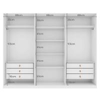 Guarda-roupas Ollie 276cm 3 Portas 6 Gavetas 6 Prateleiras Sem Espelho Com Pés 2gav3 - Lopas Branco - 2