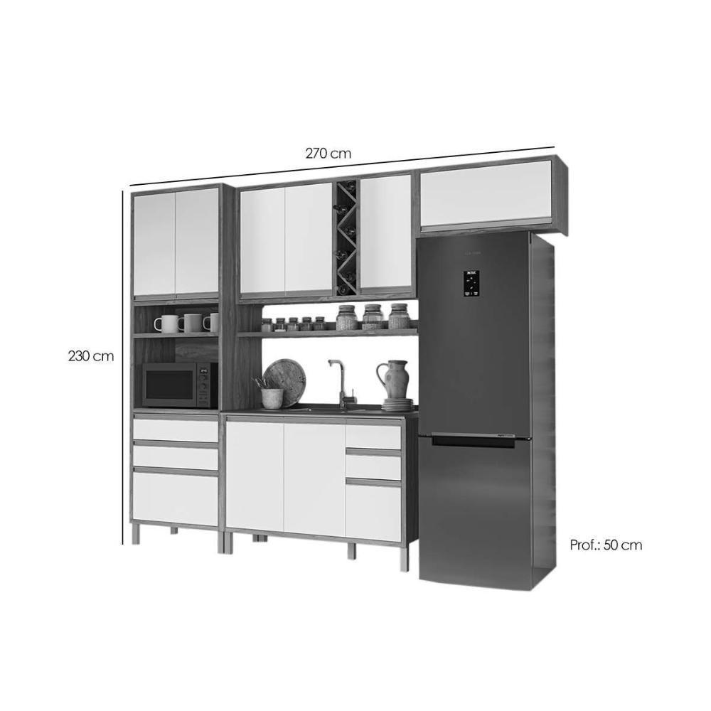 Kit Cozinha Modulada 5 Peças Tempranillo 2 Aéreos + 1 Balcão + 1 Torre Quente + 1 Complemento C5p79 Amendoa Off White Ronipa - 2