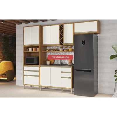 Kit Cozinha Modulada 5 Peças Tempranillo 2 Aéreos + 1 Balcão + 1 Torre Quente + 1 Complemento C5p79 Amendoa Off White Ronipa