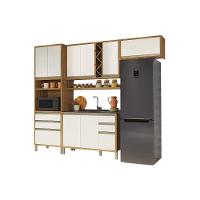 Kit Cozinha Modulada 5 Peças Tempranillo 2 Aéreos + 1 Balcão + 1 Torre Quente + 1 Complemento C5p79 Amendoa Off White Ronipa