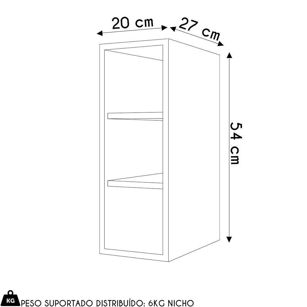 Nicho Aéreo Adega Vertical 20cm Riad Cinza Claro - Lumil - 4