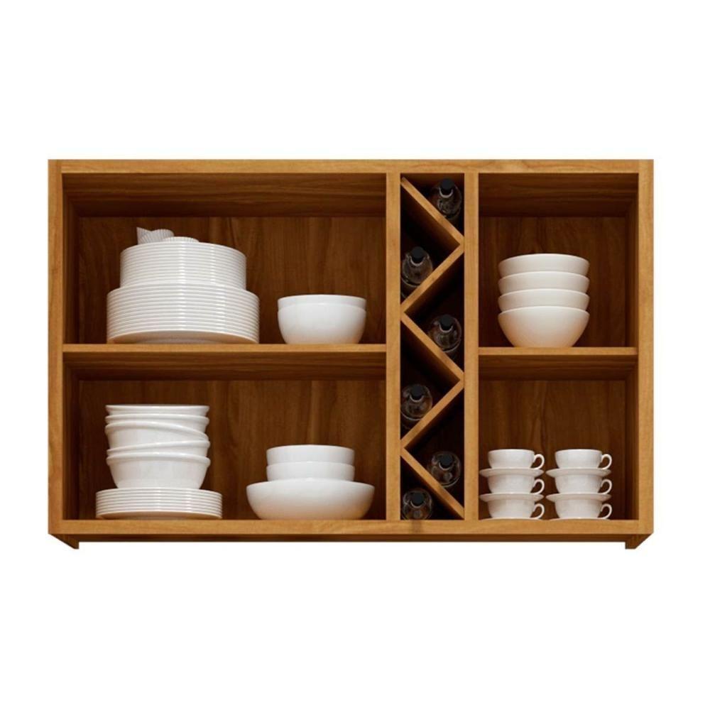 Armário Aéreo Cozinha Modulado Tempranillo Com 3 Portas Com Vidro Reflecta 120cm Amendoa-off White - Ronipa - 4