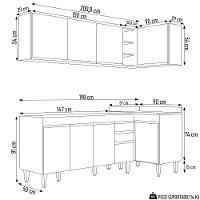 Armário De Cozinha Modulado De Canto Esquerdo 4 Peças Cp49 Balcão Sem Tampo Castanho/preto - Lumil