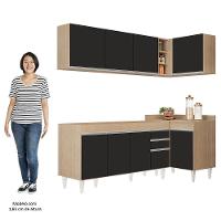 Armário De Cozinha Modulado De Canto Esquerdo 4 Peças Cp49 Balcão Sem Tampo Castanho/preto - Lumil - 5