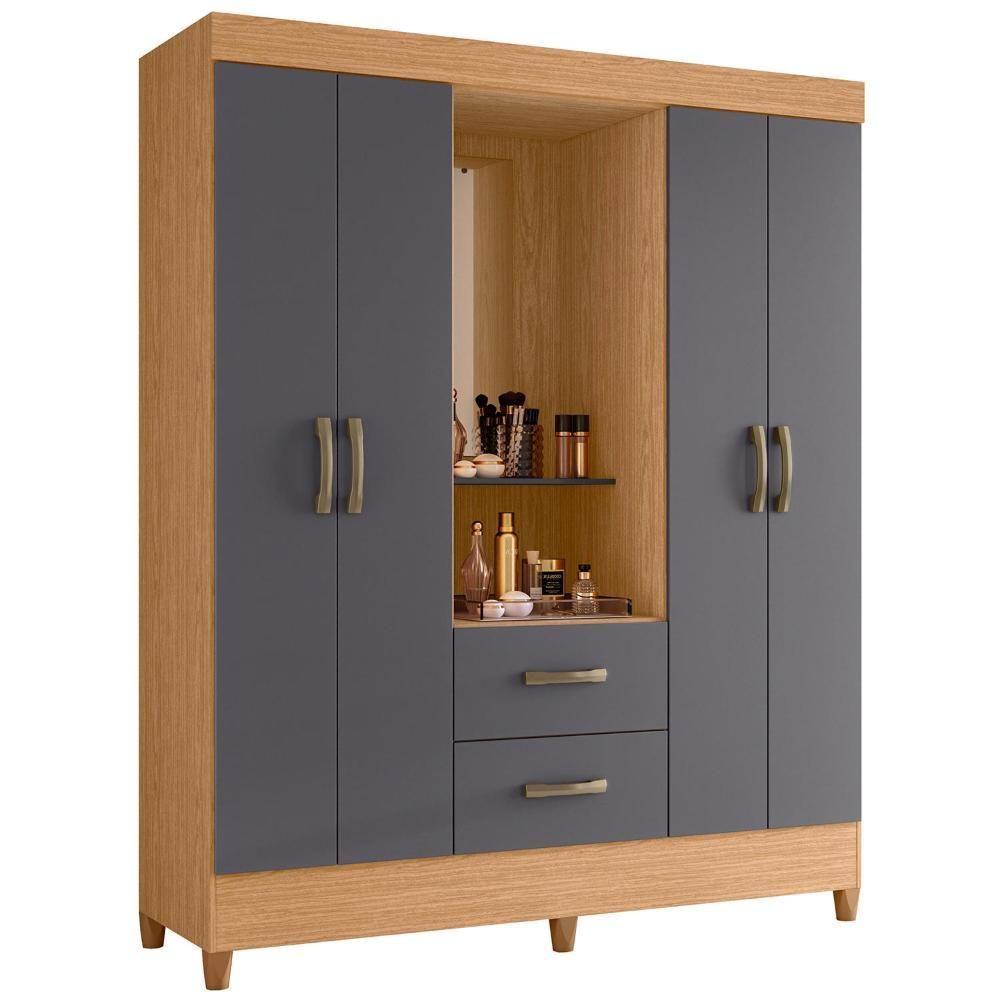 Guarda Roupa Capelinha Mobi 4 Portas Freijó-titanium - Móveis Albatroz Freijó-titanium - 1