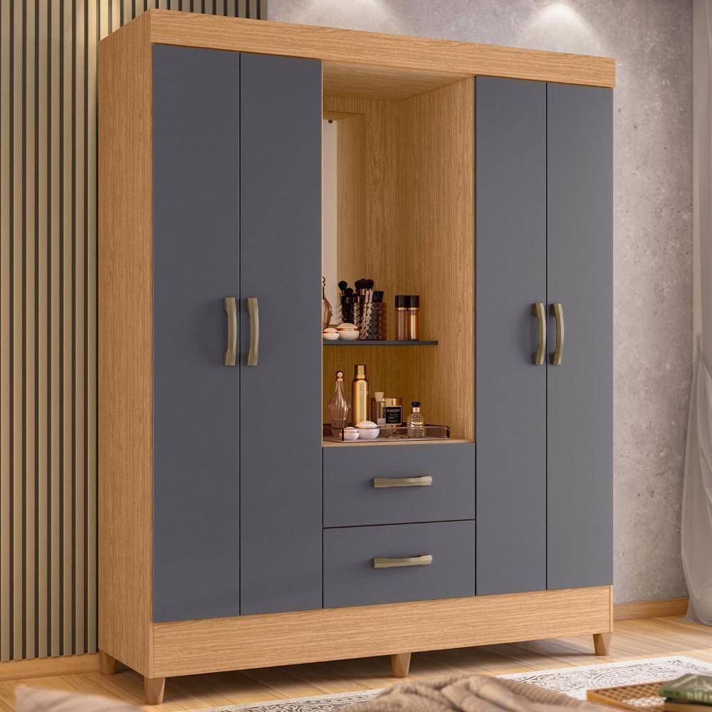 Guarda Roupa Capelinha Mobi 4 Portas Freijó-titanium - Móveis Albatroz Freijó-titanium - 2