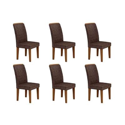 Kit 6 Cadeiras Sala Jantar Lunara 6 Un Imbuia Capuccino Suede Capuccino Rufato