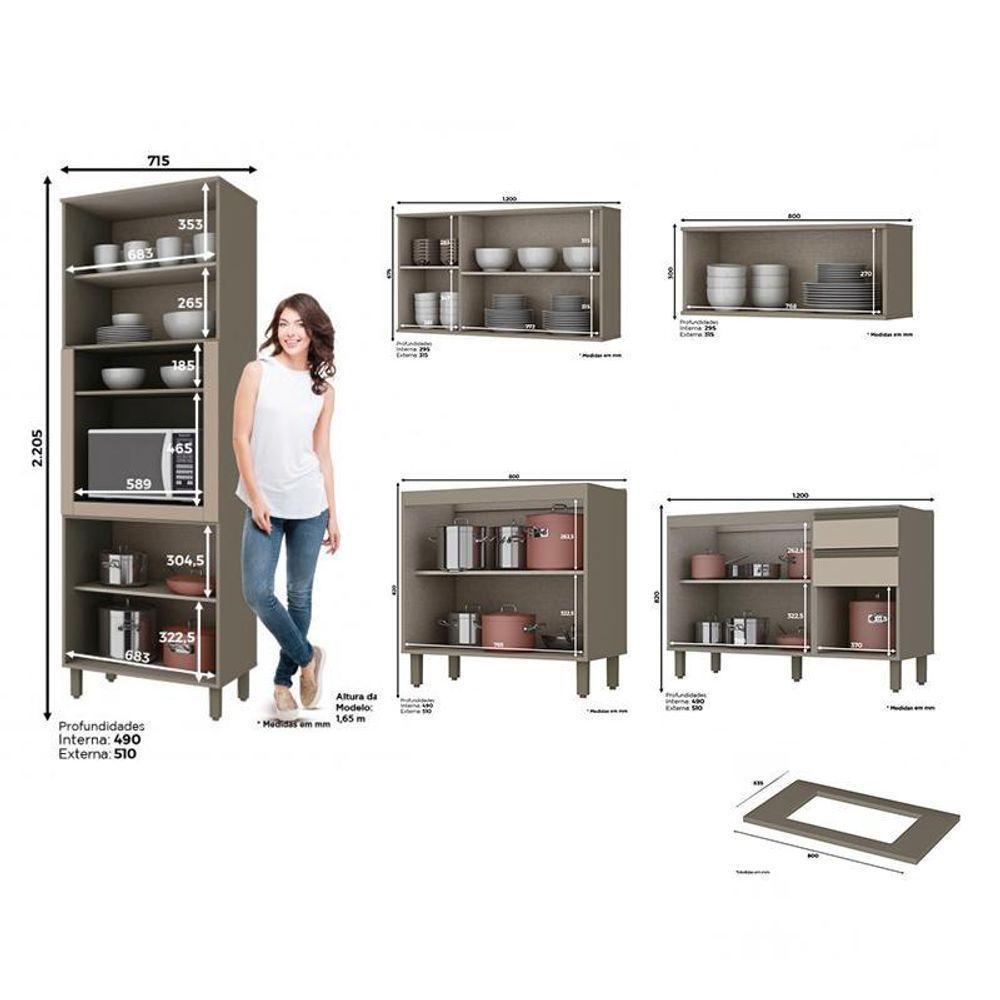 Cozinha Modulada Connect 5 Peças Duna-cristal Com Torre Quente - Móveis Henn Duna-cristal - 4