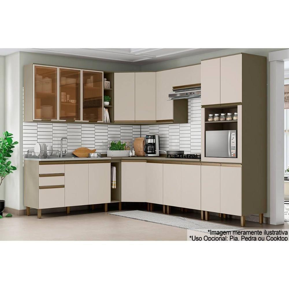 Cozinha Modulada Connect 15 Peças 5aéreos+5balcões+ 1 Paneleiro +4complementos C6p13 Duna Cristal2 Aéreos + 1 Balcão + 1 Complemento - 1