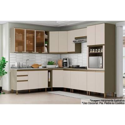 Cozinha Modulada Connect 15 Peças 5aéreos+5balcões+ 1 Paneleiro +4complementos C6p13 Duna Cristal2 Aéreos + 1 Balcão + 1 Complemento