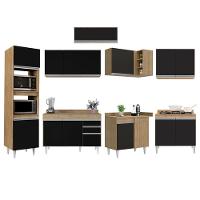 Armário De Cozinha Modulada De Canto 8 Peças Cp02 Balcão Com Tampo Castanho/preto - Lumil - 6