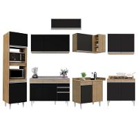 Armário De Cozinha Modulada De Canto 8 Peças Cp03 Balcão Com Pia Inox Castanho/preto - Lumil - 6