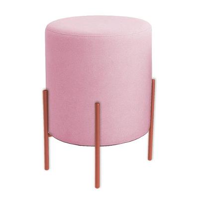 Puff Orgânico Boucle Thor Com Pés De Ferro Rosê - 7 Decor Rosê