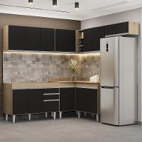 Armário De Cozinha Modulado De Canto 7 Peças Cp19 Balcão Sem Tampo Castanho/preto - Lumil - 2