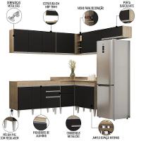 Armário De Cozinha Modulado De Canto 7 Peças Cp19 Balcão Sem Tampo Castanho/preto - Lumil - 3