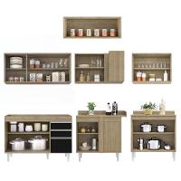 Armário De Cozinha Modulado De Canto 7 Peças Cp19 Balcão Sem Tampo Castanho/preto - Lumil - 6