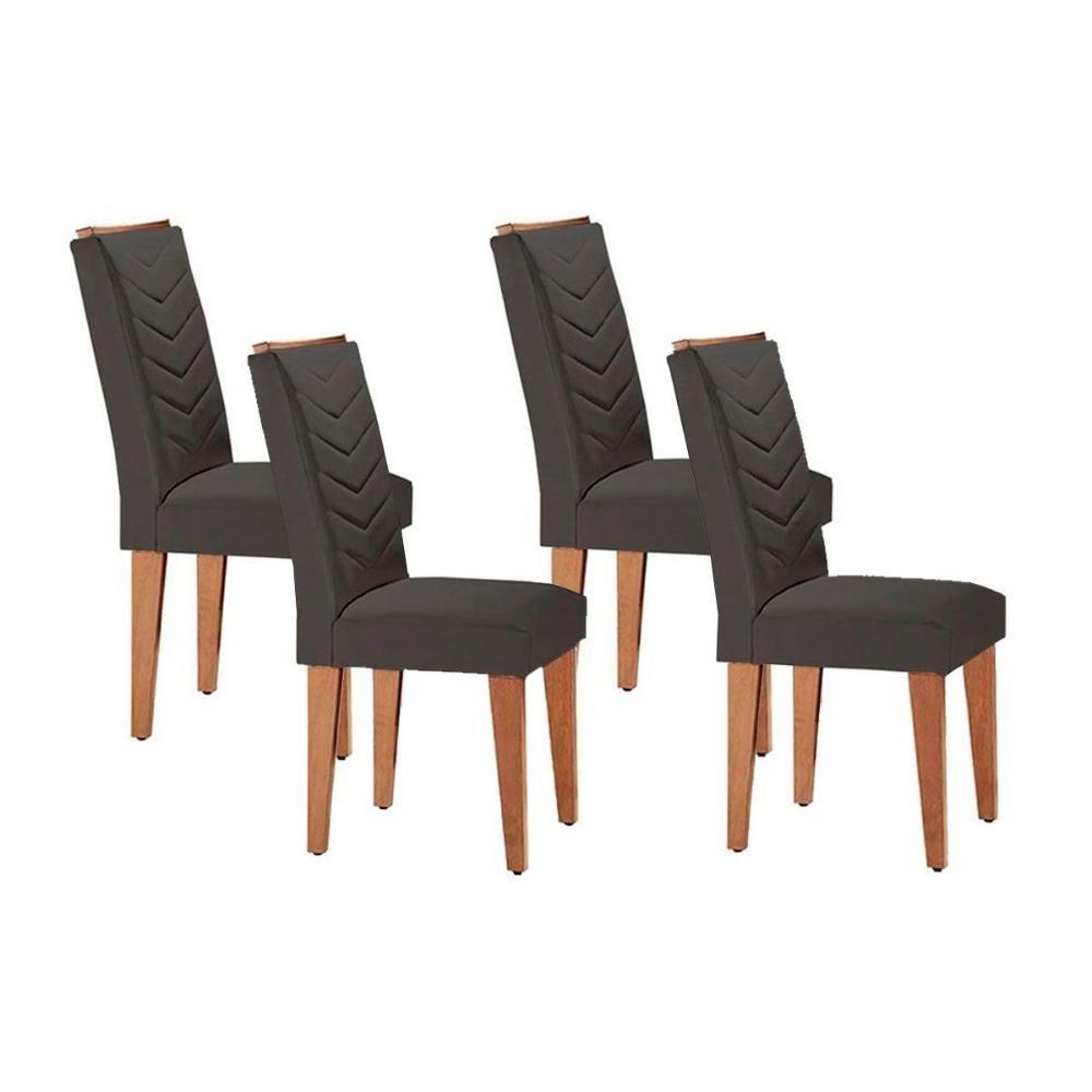 Kit 4 Cadeiras Sala Jantar Londrina 4 Un Imbuia Linho Grafite Rufato - 1