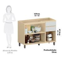 Balcão Cozinha Pia 120cm 3 Pt E 2 Gav S/ Tampo Aura Luciane Carvalho/cinza Cristal - 3