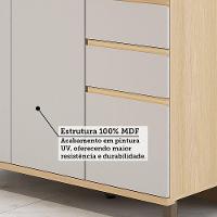 Balcão Cozinha Pia 120cm 3 Pt E 2 Gav S/ Tampo Aura Luciane Carvalho/cinza Cristal