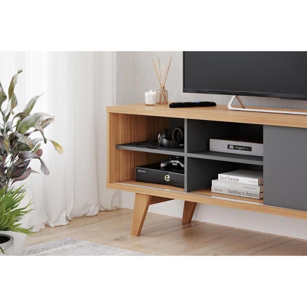 Rack Bancada Para Tv Até 60 Pol Paraty Com 1 Porta E 4 Nichos 180cm Cinamomo-off White - Permóbili - 6