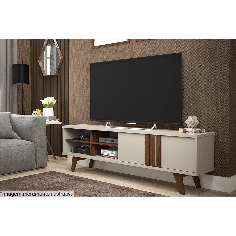 Rack Bancada Para Tv Até 60 Pol Paraty Com 1 Porta E 4 Nichos 180cm Cinamomo-off White - Permóbili - 8