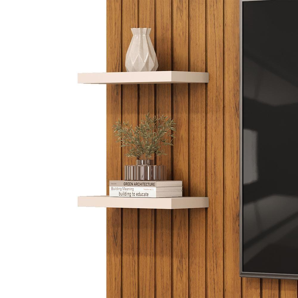 Painel Suspenso Tv 60 Pol 179 Cm Friz Freijó Off White Dj Moveis Freijo Off White - 4