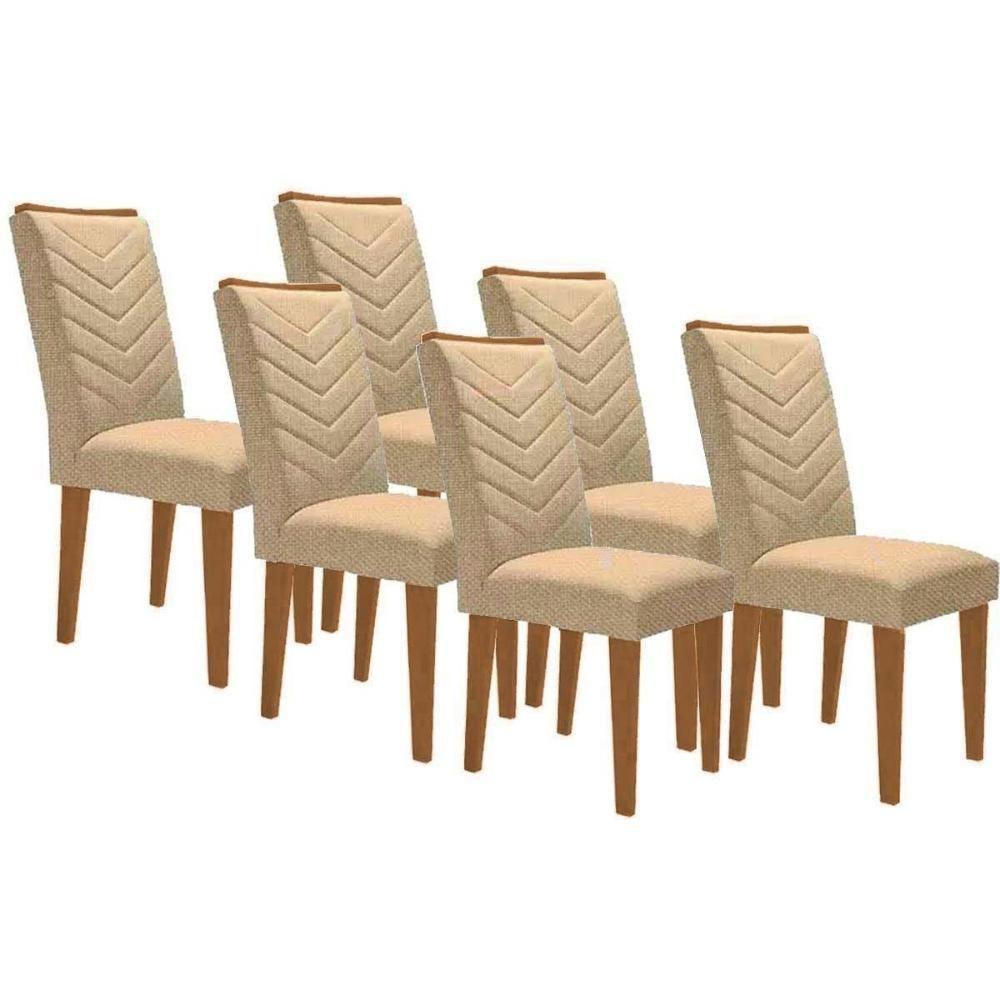 Kit 6 Cadeiras De Cozinha Londrina 6 Un Capuccino Linho Bege Turim Rufato - 1