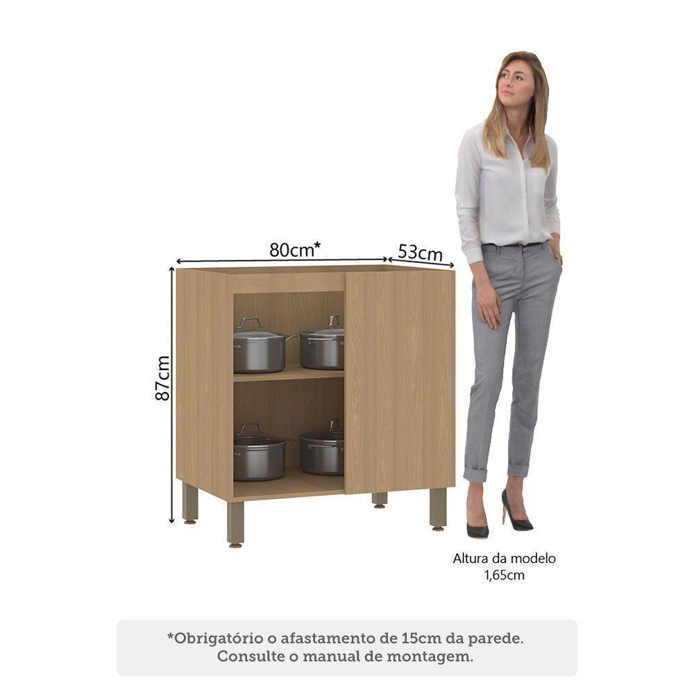 Balcão De Cozinha Canto Reto 80cm 1 Porta Sem Tampo Slim Luc Freijó/preto - 2