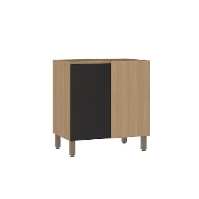 Balcão De Cozinha Canto Reto 80cm 1 Porta Sem Tampo Slim Luc Freijó/preto