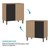 Balcão De Cozinha Canto Reto 80cm 1 Porta Sem Tampo Slim Luc Freijó/preto - 3