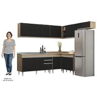 Armário De Cozinha Modulado De Canto 7 Peças Cp24 Com Pia Inox Castanho/preto - Lumil - 5